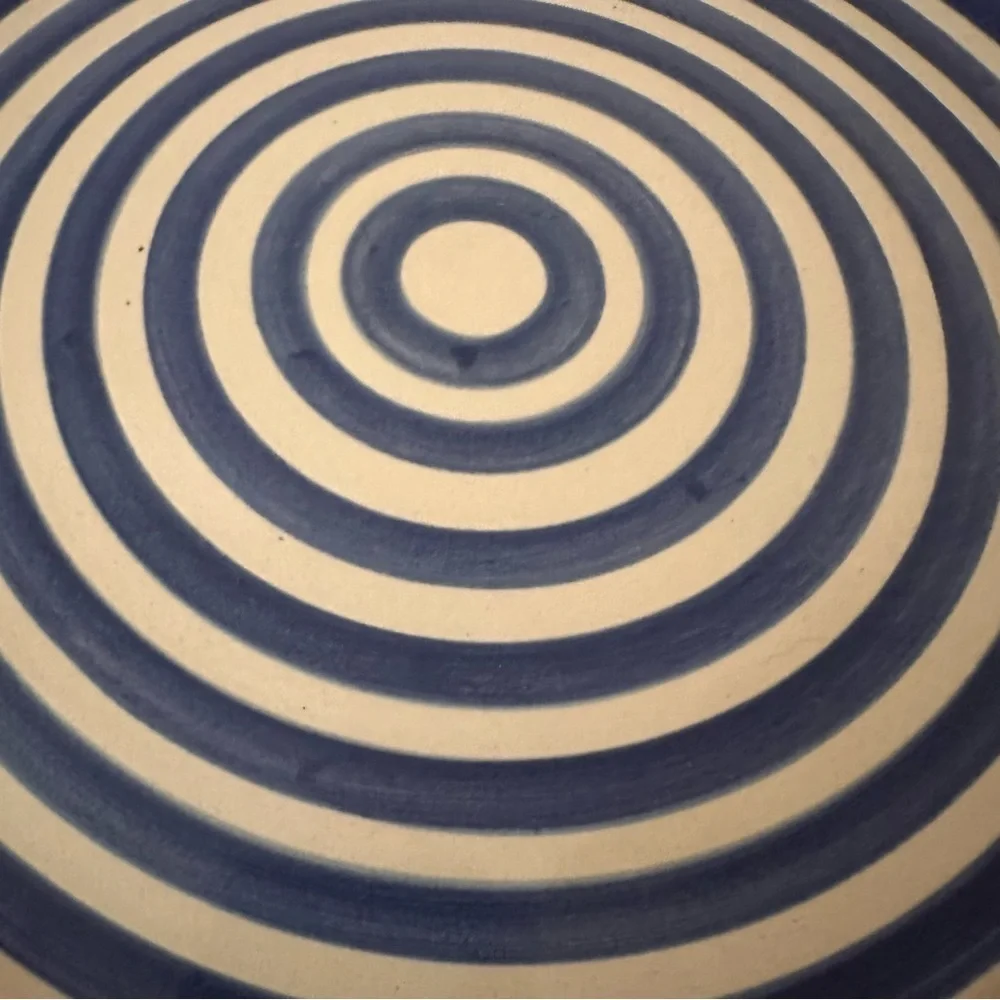 Blue & White Concentric Circle Oval Platter | Modern Minimalist Serving Plate